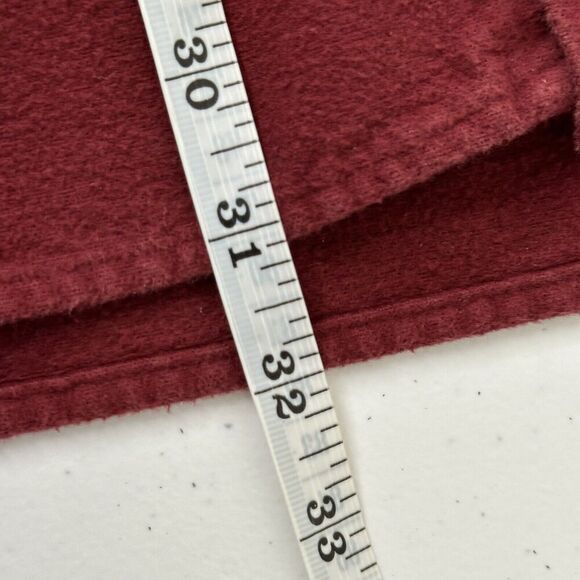 LL Bean Chamois Shirt Jacket Men's L Burgundy Long Sleeve Shacket Button up - Picture 7 of 11